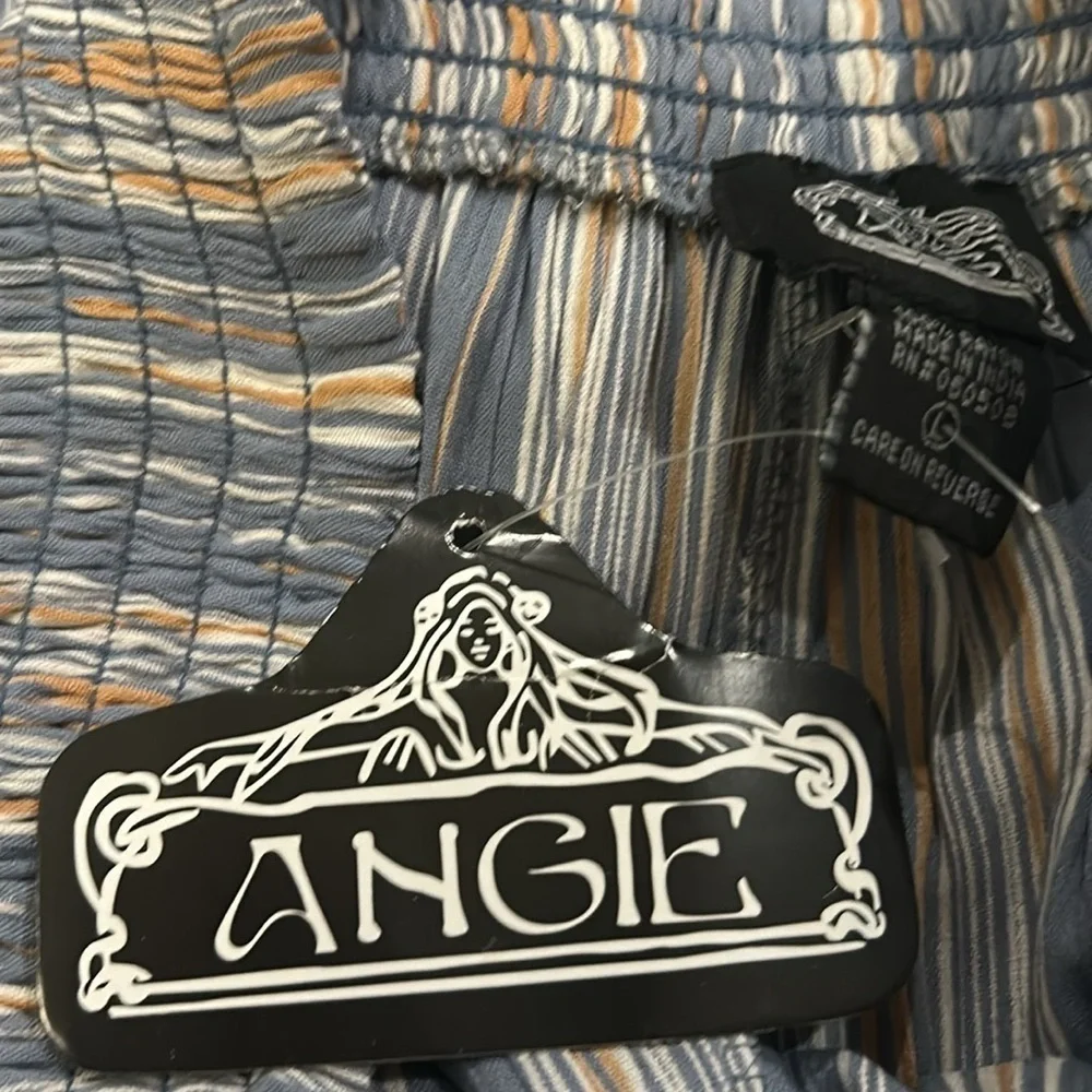 NWT ANGIE Womens Striped Wide Leg Pants with Tie Large Blue - Picture 10 of 11